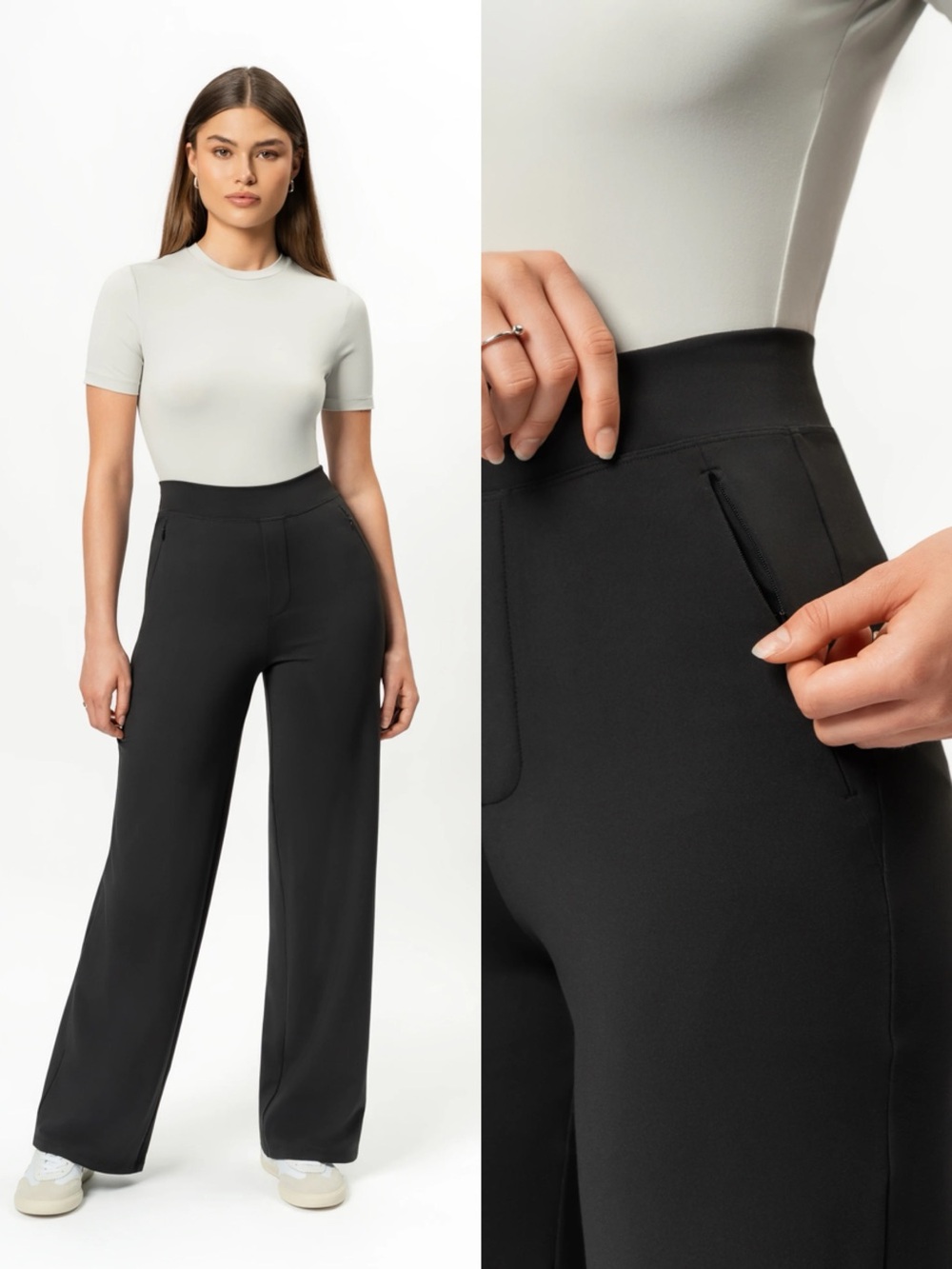 ninepine • Asana Relaxed Straight Pant black wide leg stretch travel